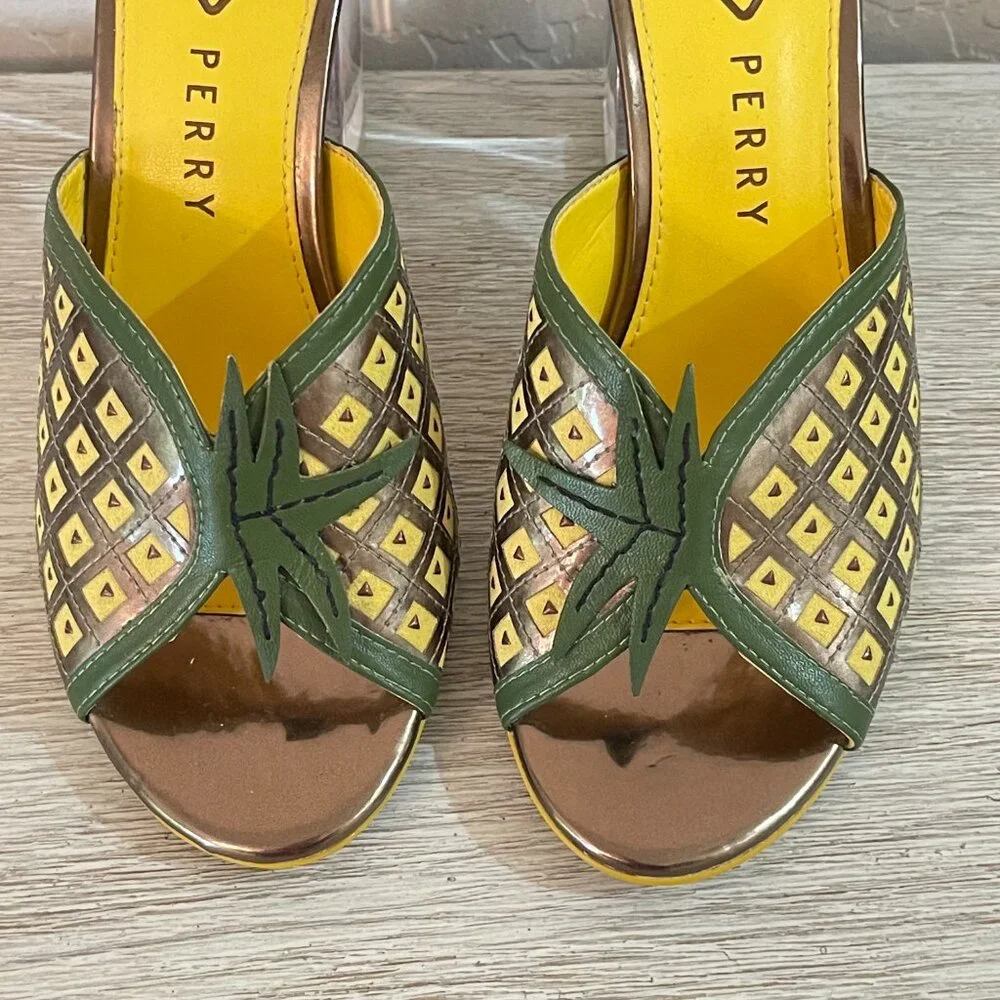 Katy Perry Sandals Heels 6 The Coolada Pineapple Clear Heels Slides Tropical - Picture 4 of 11